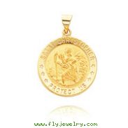 18K Yellow Gold Round Saint Christopher Medal