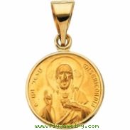 18K Yellow Gold Sacred Heart Medal