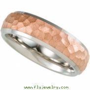 7MM TITANIUM HAMMERED ROSE IMMERSE PLATED POLISHED BEVELLED DOMED BAND
