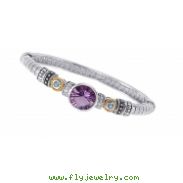 Alesandro Menegati 14K Accented Sterling Silver Bangle with White and Blue Topaz and Amethyst