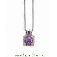 Alesandro Menegati 14K Accented Sterling Silver Necklace with Amethyst, Iolite and Rhodolite