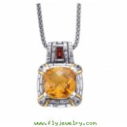 Alesandro Menegati 14K Accented Sterling Silver Necklace with Citrine and Garnet