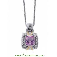 Alesandro Menegati 14K Accented Sterling Silver Necklace with White Topaz and Amethyst