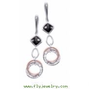 Alesandro Menegati Rose Gold Accented Sterling Silver Fashion Earrings with Black Onyx