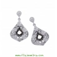 Alesandro Menegati Sterling Silver Black Diamonds and White Topaz Fashion Fancy Pendant Earrings