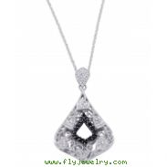 Alesandro Menegati Sterling Silver Black Diamonds and White Topaz Fashion Fancy Pendant Necklace