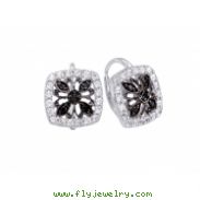 Alesandro Menegati Sterling Silver Black Diamonds and White Topaz Fashion Fancy Square Earrings