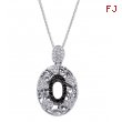 Alesandro Menegati Sterling Silver Black Diamonds and White Topaz Fashion Oval Pendant Necklace
