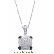 Alesandro Menegati Sterling Silver Black Diamonds and White Topaz Square Necklace
