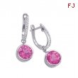 Alesandro Menegati Sterling Silver Earrings with Diamonds and Pink Quartz
