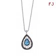 Alesandro Menegati Sterling Silver Necklace with Black and White Diamonds and Blue Topaz