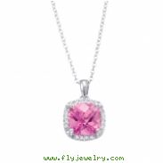 Alesandro Menegati Sterling Silver Necklace with Diamonds and Pink Quartz