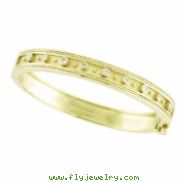 Antique Style Diamond Bangle Bracelet, 14K Yellow Gold