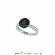 Black & white diamond round ring