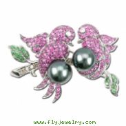 Black Pearl Diamond Pin