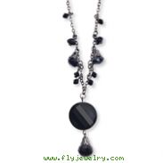 Black-plated Black Crystal Drop 16" With Extension Necklace