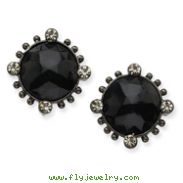 Black-Plated Faceted Jet Black Crystal Round Leverback Earrings