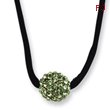 Black-plated Green Crystal Fireball On 16in Wise Extension Satin Cord Necklace