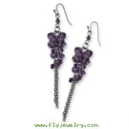 Black-plated Purple Crystal Bead Cluster Drop Earrings