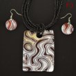 Black,Brown and Cream Mother of Pearl Necklace and Earrings Set