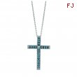 Blue & white diamond cross necklace