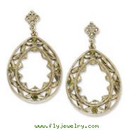 Brass-tone Green Crystal Teardrop Post Dangle Earrings