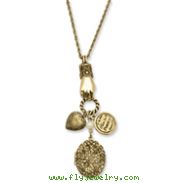 Brass-tone Locket & Charms 30" Necklace