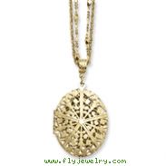 Brass-tone Oval Locket on 16" Double Chain Necklace