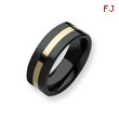 Ceramic Black With 14K Gold Inlay 8mm Polished Band