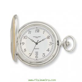 Charles Hubert 14k Gold-plated Two-tone White Dial Pocket Watch
