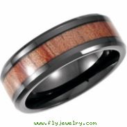 Cobalt 09.50 08.00 MM BLACK PVD Casted Band with Rose Wood Inlay