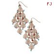 Copper-tone Aqua & Brown Beads Filigree Dangle Chandelier Earrings
