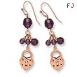 Copper-tone Heart & Lock With Purple Crystals Earrings