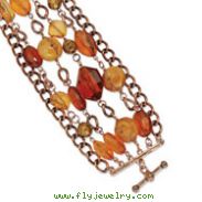 Copper-tone Multicolor Crystal 7.25" Bracelet