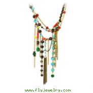 Copper-Tone Multicolor Dangle Necklace