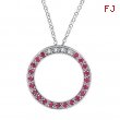 Diamond & Pink Sapphire Circle Pendant Necklace