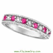 Diamond and Pink Sapphire Band Ring