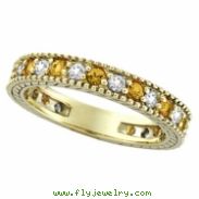 Diamond and Yellow Sapphire Ring Band