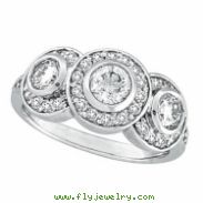 Diamond Bezel 3 Three Stone Ring