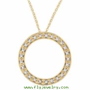 Diamond Circle Necklace Pendant 14K Yellow Gold