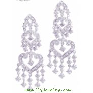 Diamond hearts chandelier earrings