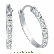 Diamond Hoop Earrings, 14K White Gold