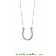 Diamond Horseshoe Pendant Necklace White Gold