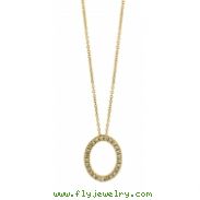 Diamond Oval Pendant Necklace Yellow Gold