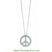 Diamond Peace Sign Pendant Necklace