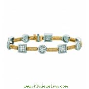 Diamond square & round 2 bars bracelet