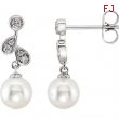 EARRING NONE Round NONE NONE Complete with Stone 14kt White Polished 1/6 CTW DIA & FRSHWTR CUL PRL