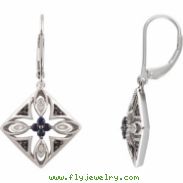EARRINGS NONE ROUND VARIOUS SAPPHIRE NONE Complete with Stone Sterling Silver Polished SAPPHIRE AND 