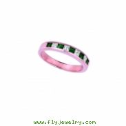 Emerald and Diamond Princess Cut Band Ring