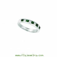 Emerald and Diamond Princess Cut Band Ring